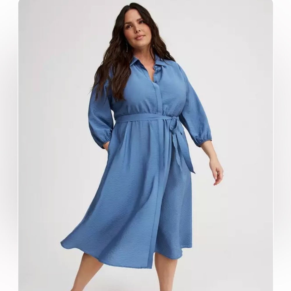 Torrid Blue Midi Dress with Belt